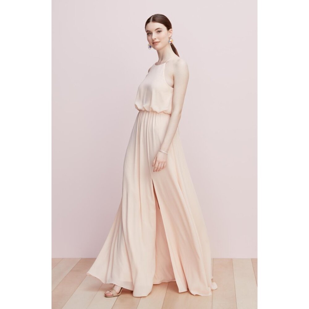 Long Pink Bridesmaid Dress. Halter neck with slit. Pink Tulip. Size XL